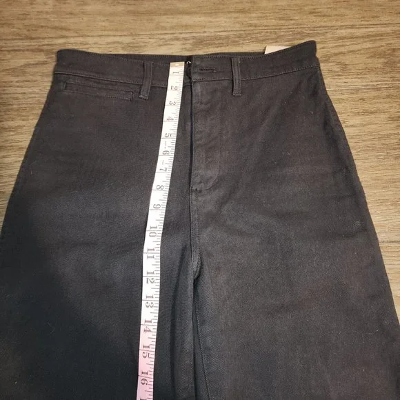 Quince Stretch Cotton Twill Wide-Leg Crop Pant NWOT Black Size 27 - Picture 3 of 7